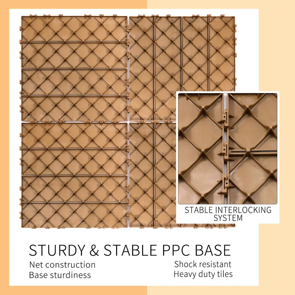 Plastic Interlocking Deck Tiles, 11.8" x 11.8" (Pack of 44), Patio Flooring Outdoor Waterproof All Weather Use