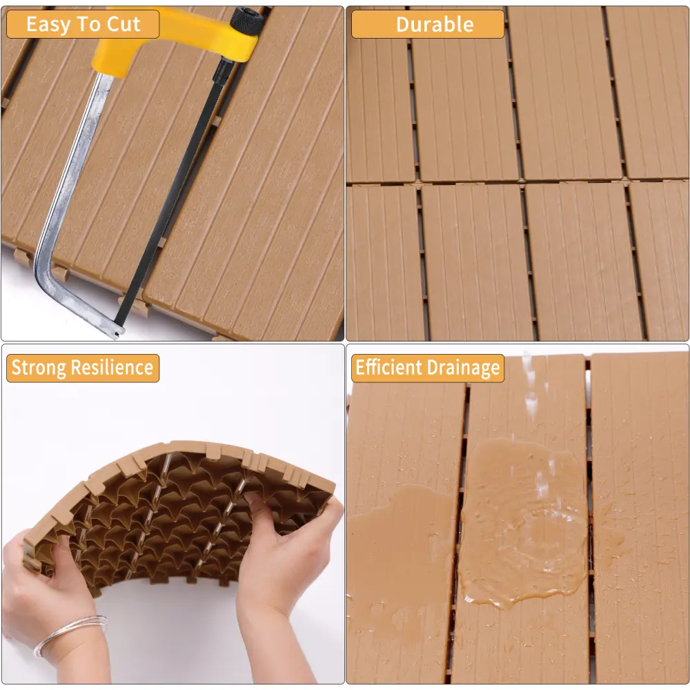 Plastic Interlocking Deck Tiles, 11.8" x 11.8" (Pack of 44), Patio Flooring Outdoor Waterproof All Weather Use