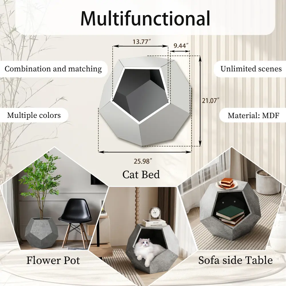 25.98 Inch Modern Pet Furniture Cat Tray Side Table MDF Multifunctional Furniture Cat House