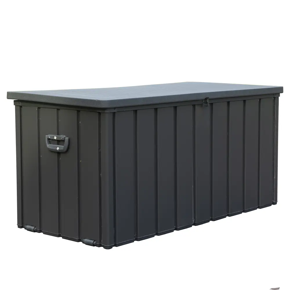 100 Gallon Outdoor Storage Box, Large Patio Storage Box for Outdoor Cushions, Throw Pillows, Lockable (Dark Gray) Storage Box