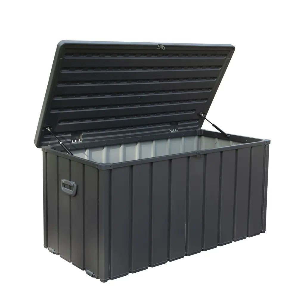 100 Gallon Outdoor Storage Box, Large Patio Storage Box for Outdoor Cushions, Throw Pillows, Lockable (Dark Gray) Storage Box