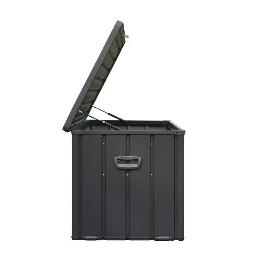 100 Gallon Outdoor Storage Box, Large Patio Storage Box for Outdoor Cushions, Throw Pillows, Lockable (Dark Gray) Storage Box