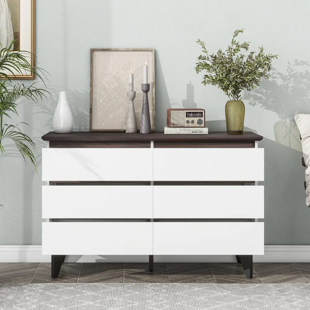 Wide Size Drawer Storage Cabinet, 6-drawer Chest of Drawers for Bedroom Living Room Drawer Furniture