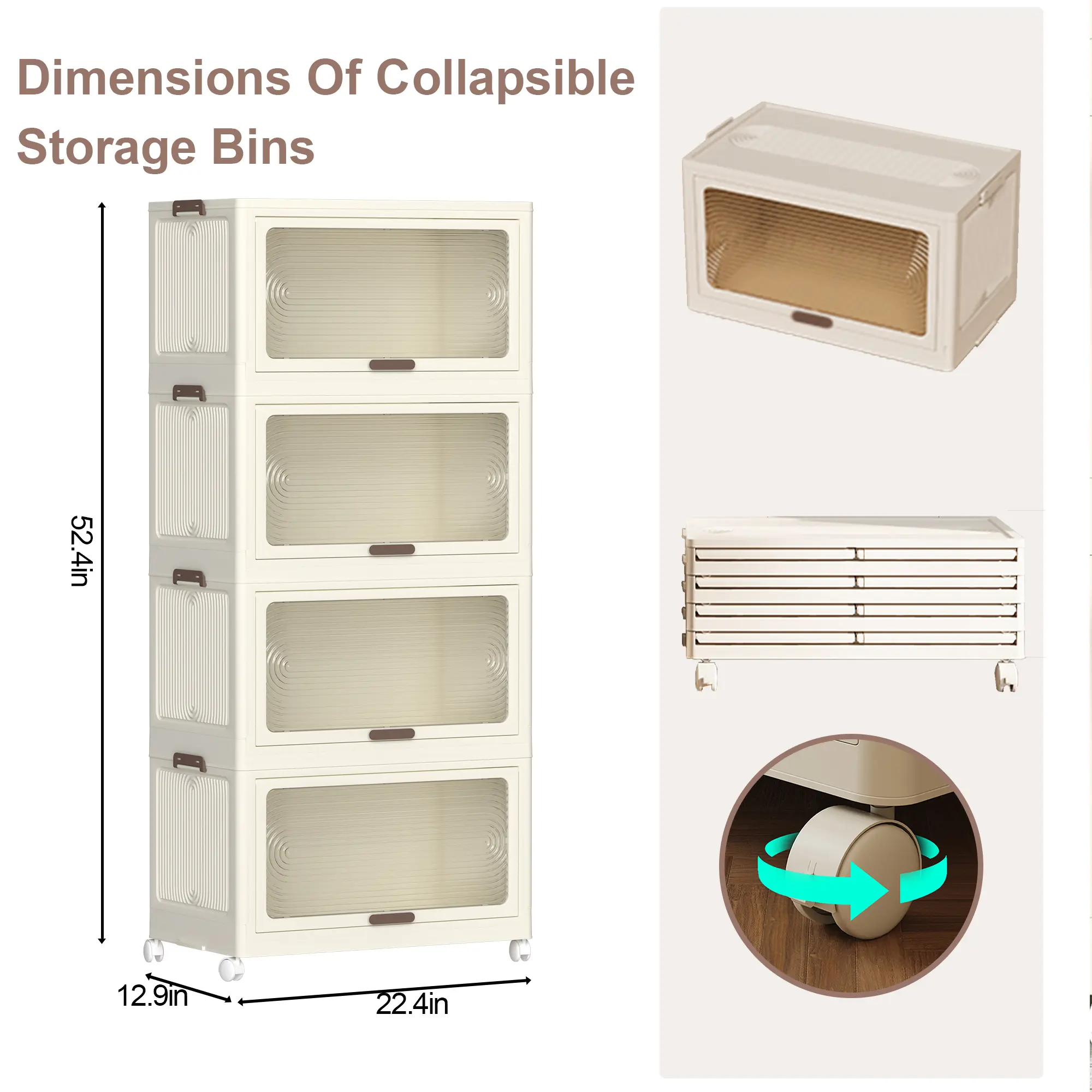 4 Layers Plastic Storage Box with Lid, Stackable Storage Box with Wheels,  Storage Box Storage Box  Storage Boxes