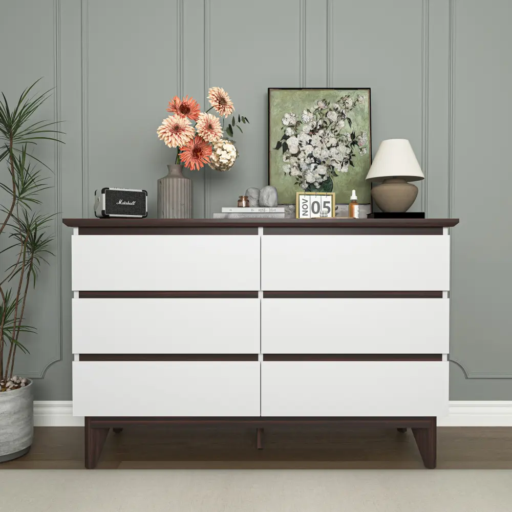 Wide Size Drawer Storage Cabinet, 6-drawer Chest of Drawers for Bedroom Living Room Drawer Furniture
