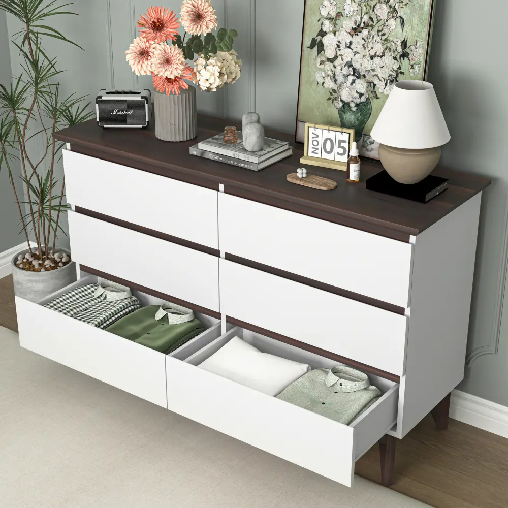 Wide Size Drawer Storage Cabinet, 6-drawer Chest of Drawers for Bedroom Living Room Drawer Furniture