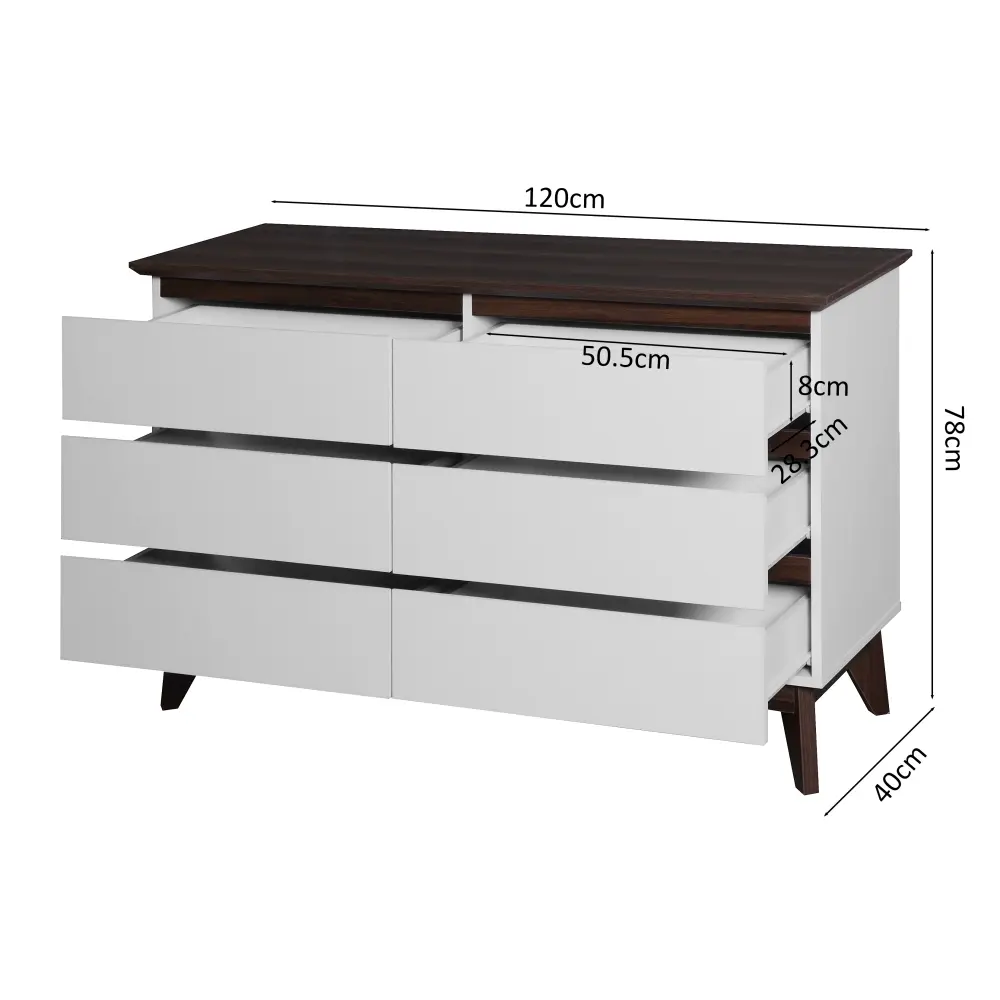 Wide Size Drawer Storage Cabinet, 6-drawer Chest of Drawers for Bedroom Living Room Drawer Furniture
