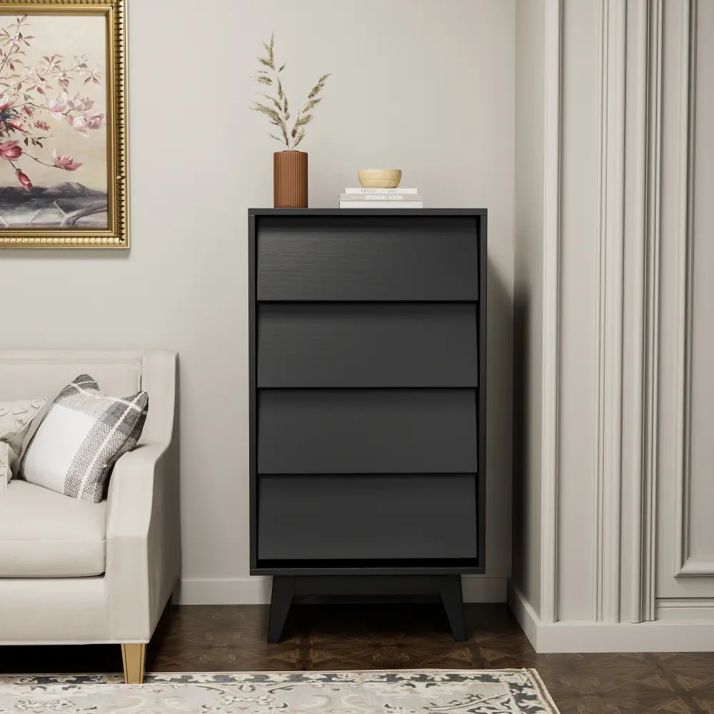 4 Drawer Double Dresser Features Vintage-style and Bevel Design Furniture  Storage Cabinet  Drawer Furniture