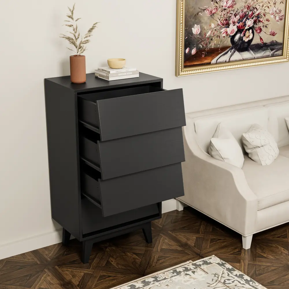 4 Drawer Double Dresser Features Vintage-style and Bevel Design Furniture  Storage Cabinet  Drawer Furniture