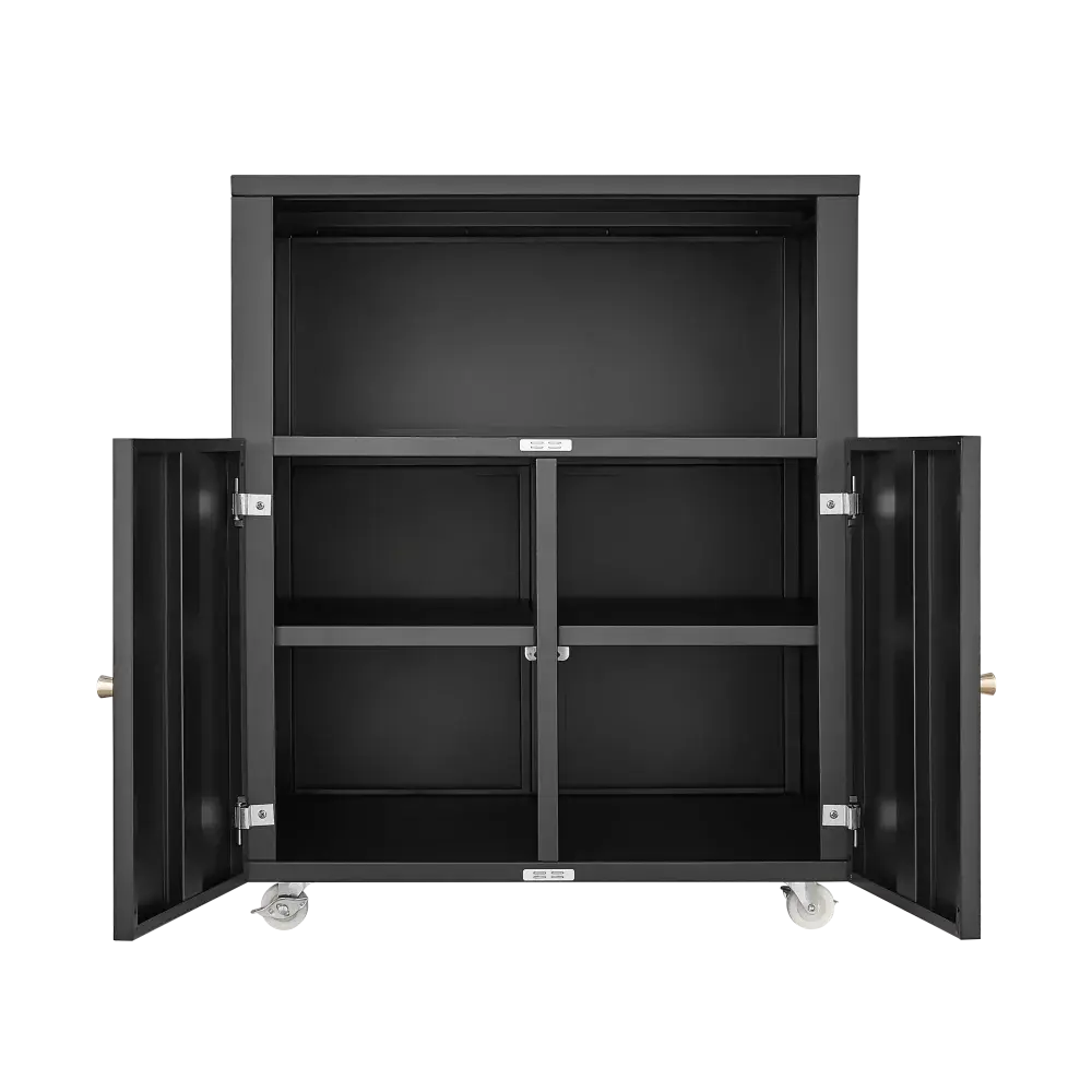 Home Office Printer Stand on Wheels, Printer Desk with Filing Door, Mobile Horizontal Filing Cabinet with Open Storage Shelves