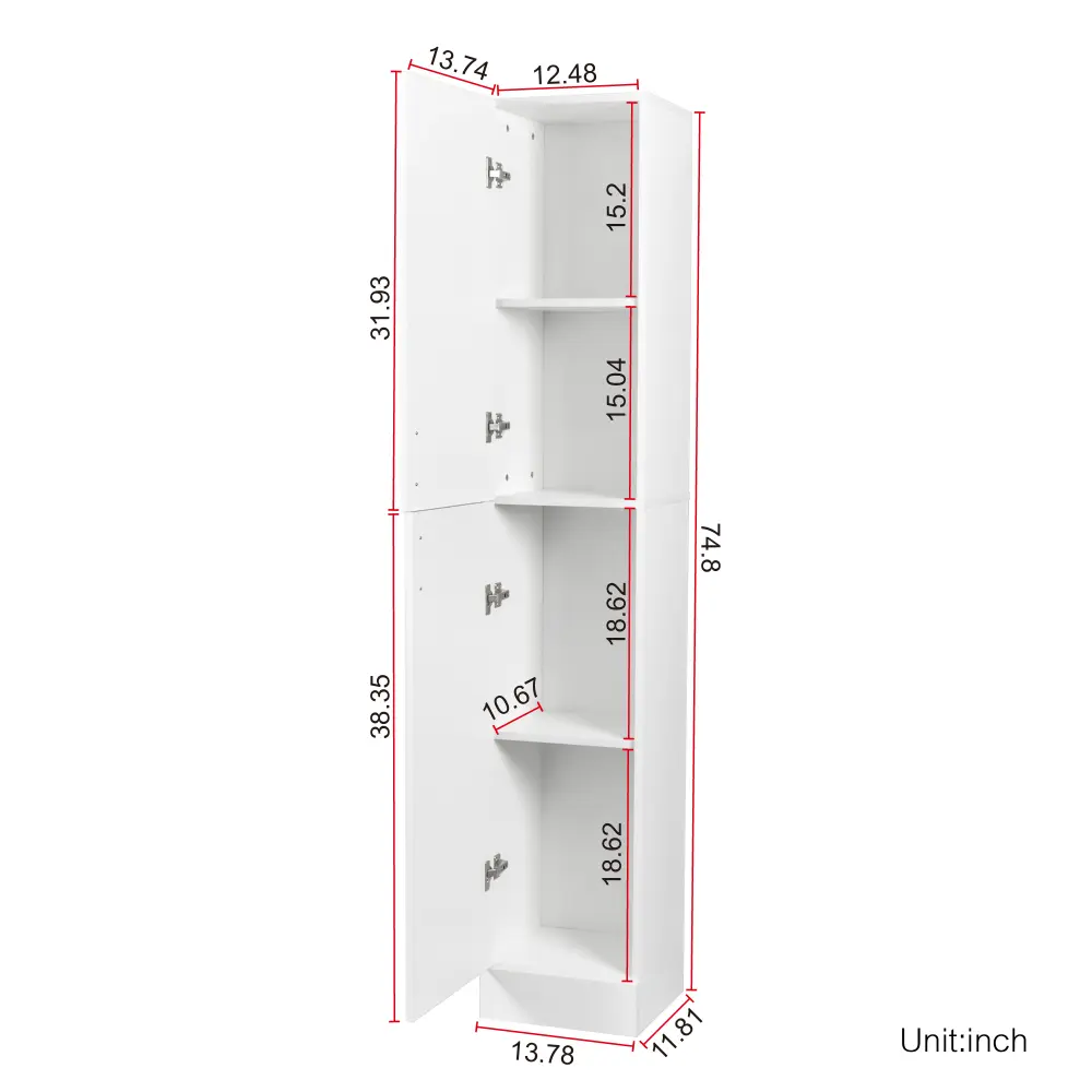 Freestanding  Cabinet with Inadjustable Shelves and Two Doors for Kitchen, Dining Room, Drawer Furniture