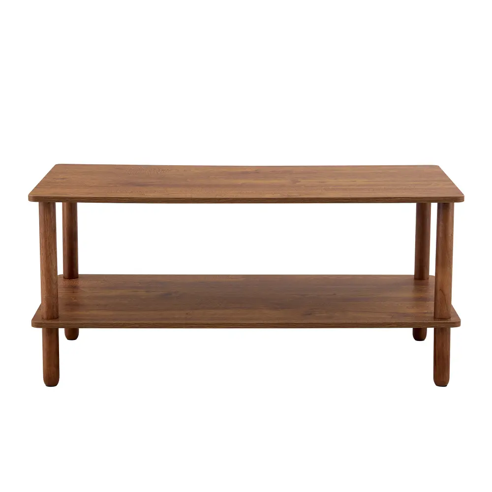 Modern 2 Tier Coffee Table for Living Room Furniture, Rectangular Center Table with Open Storage Shelf, Stable and Durable