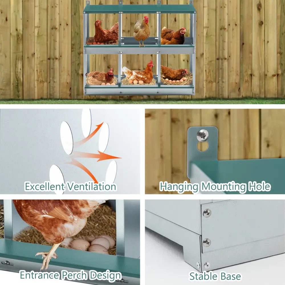 Chicken House, 6 Chamber Metal Chicken House, Galvanized Steel Hen House Chicken Coop Farm
