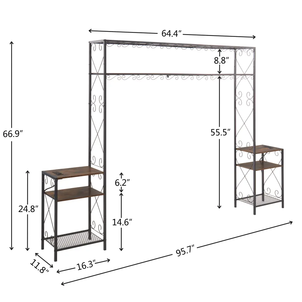 Queen Size Bed Frame with 2 Nightstands, Headboard with Storage, Headboard with Shelves, Easy To Assemble for Bedroom Bed Frame