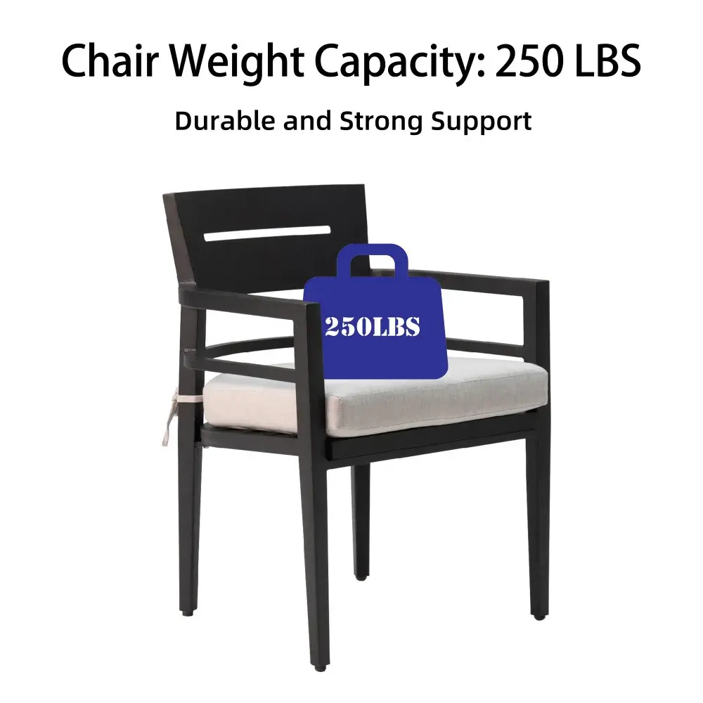 Outdoor Patio K/D Aluminium Fixed Dining Chairs 4 Piece, Outdoor Grade Fabric Seat, Tapered Feet Chairs  Outdoor Chair
