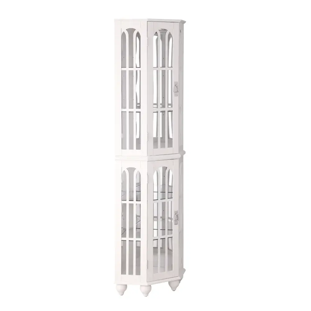 Corner Curio Cabinet with 4 Adjustable Tempered Glass Shelves and Lighting System Storage Cabinet  Glass Cabinet