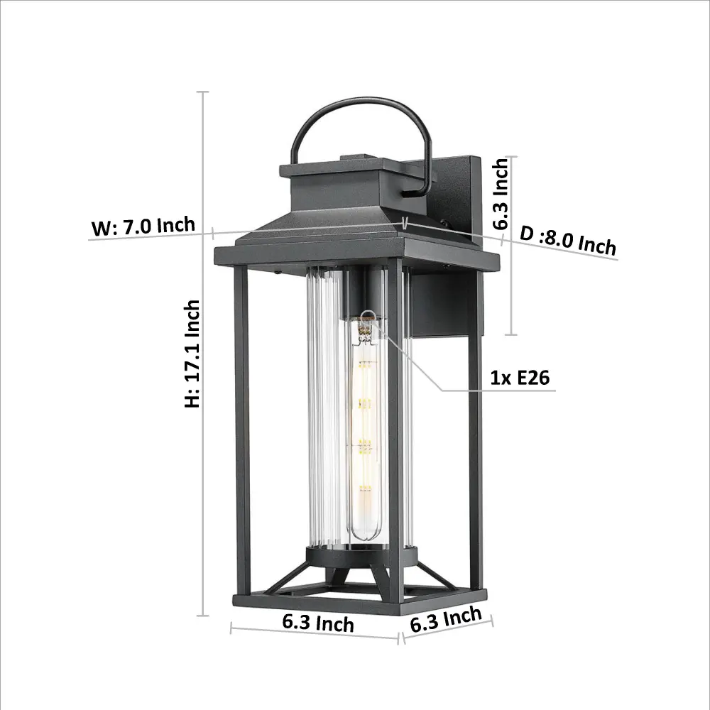 Outdoor Porch Light, Textured Black Exterior Lighting Fixture Wall Mounted, Modern Outdoor Wall Light  Outdoor Wall Light
