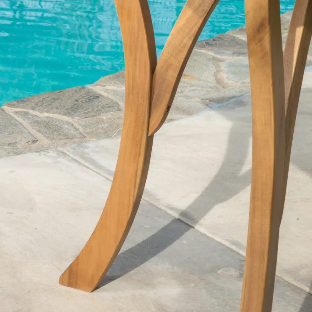 Square Wooden Coffee Table, Outdoor Side Table with Slatted Design, Suitable for Backyard, Garden Coffee Table