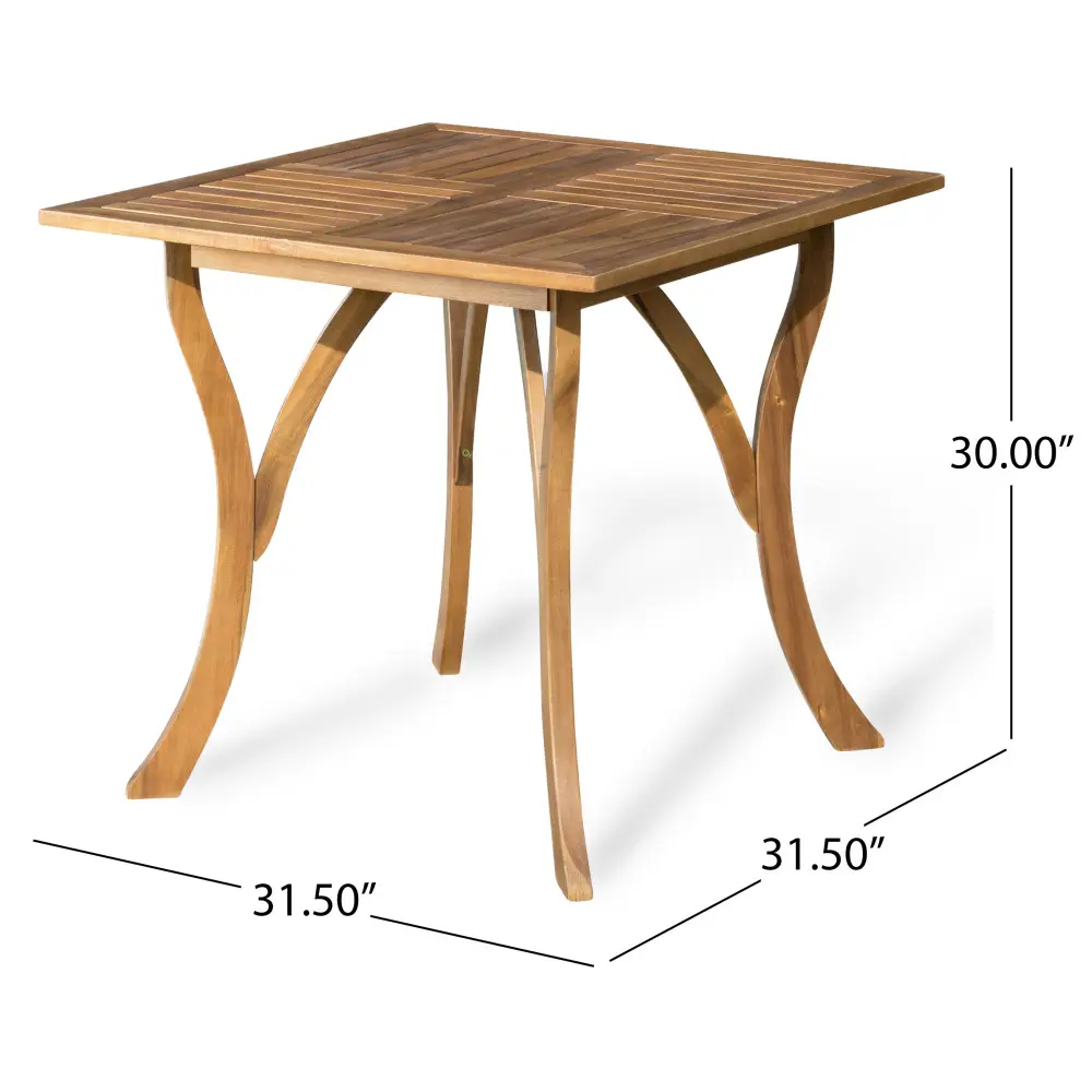Square Wooden Coffee Table, Outdoor Side Table with Slatted Design, Suitable for Backyard, Garden Coffee Table