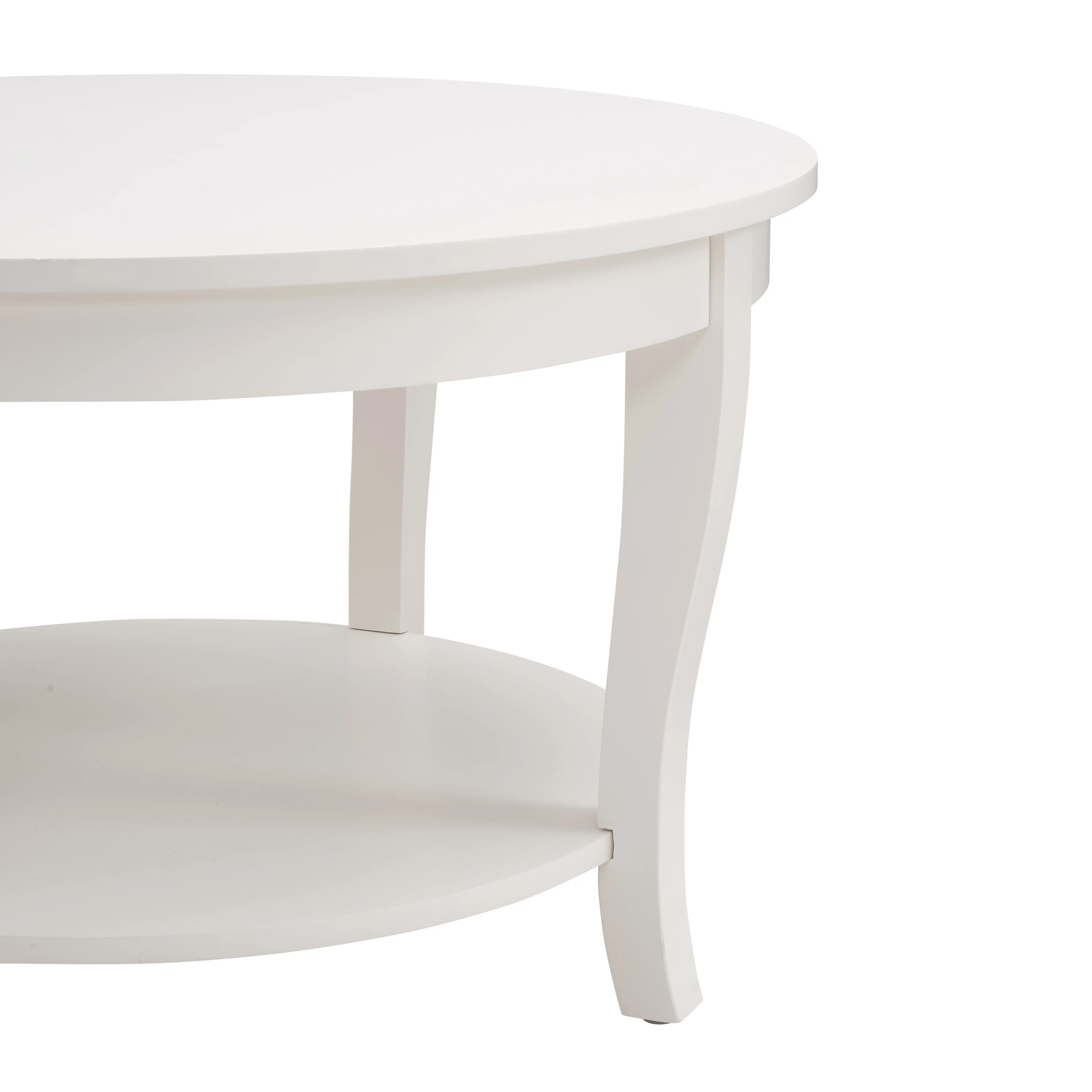 Traditional Round Coffee Table with Open Storage Shelves, 2Tier Storage Wooden Centerpiece Round Accent Table, 30 X 30 X 18 Inch
