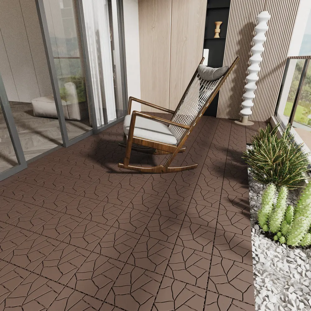 Stone style 12 inch patio deck tiles, quick and easy to install patio tiles for porches, poolside, balconies