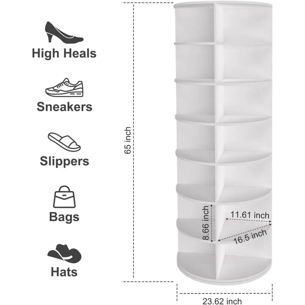 7 Tier Rotating Shoe Rack Tower, 360° Shoe Rack Storage Round Rotating Rack Shoe Rack  Shoe Organizer and Storage