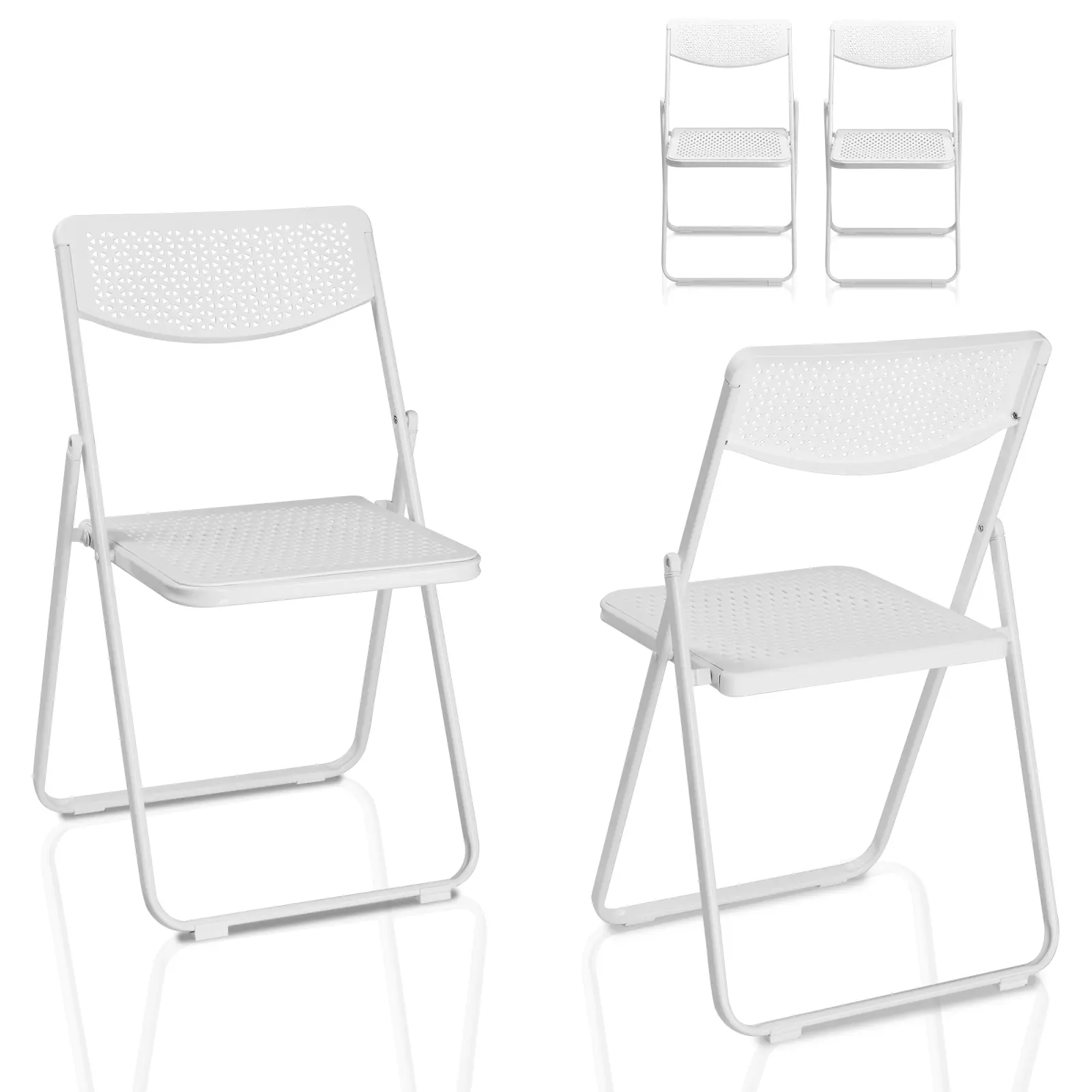 4-pack Plastic Folding Chairs, Lightweight Stackable Commercial Chairs, Portable Event Seating, Indoor and Outdoor Use