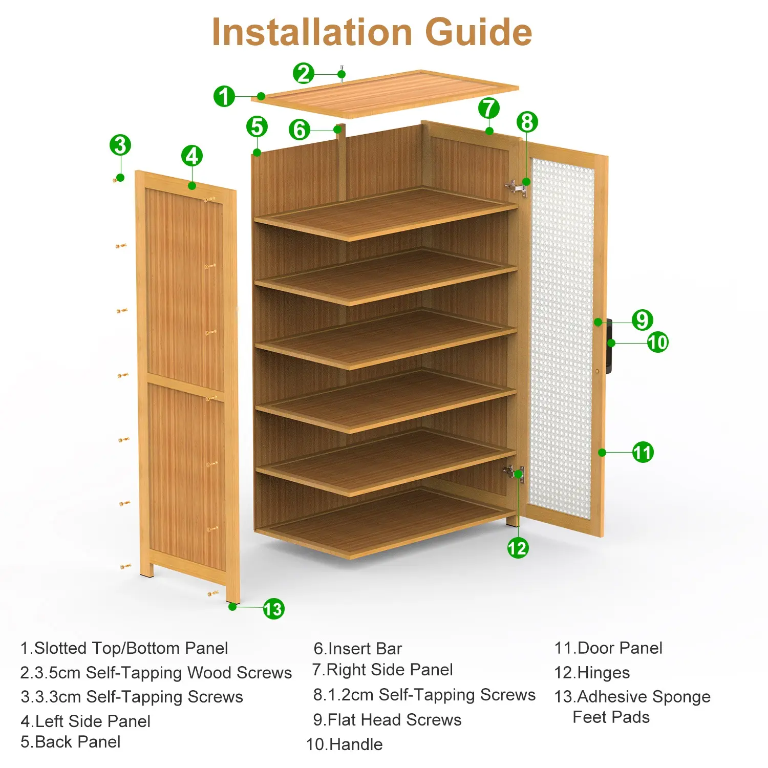 6 Layer Shoe Cabinet with Bamboo Shoe Rack Freestanding Shoe Storage Rack with For Hallway Living Room Shoe Cabinets