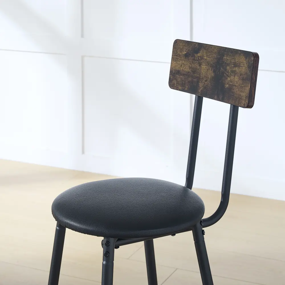 Round Bar Table and Stool Set with Shelf, Upholstered Stools with Backrests, 24.17"W X 24.17"D X 36.02"H Coffe Table