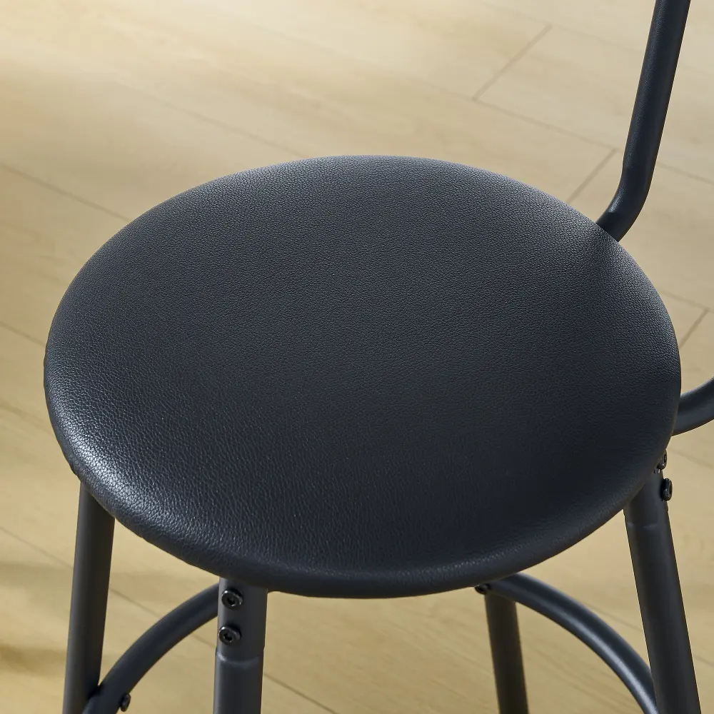 Round Bar Table and Stool Set with Shelf, Upholstered Stools with Backrests, 24.17"W X 24.17"D X 36.02"H Coffe Table