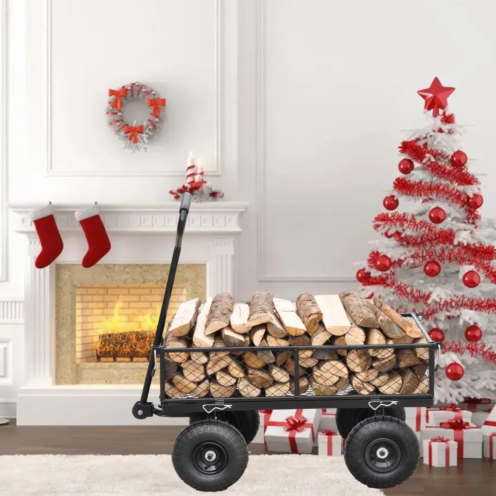 Garden Cart with 180° Rotating Handle and Removable Sides,  Utility Heavy Duty Garden Carts and Wagons  carro compra 4 ruedas