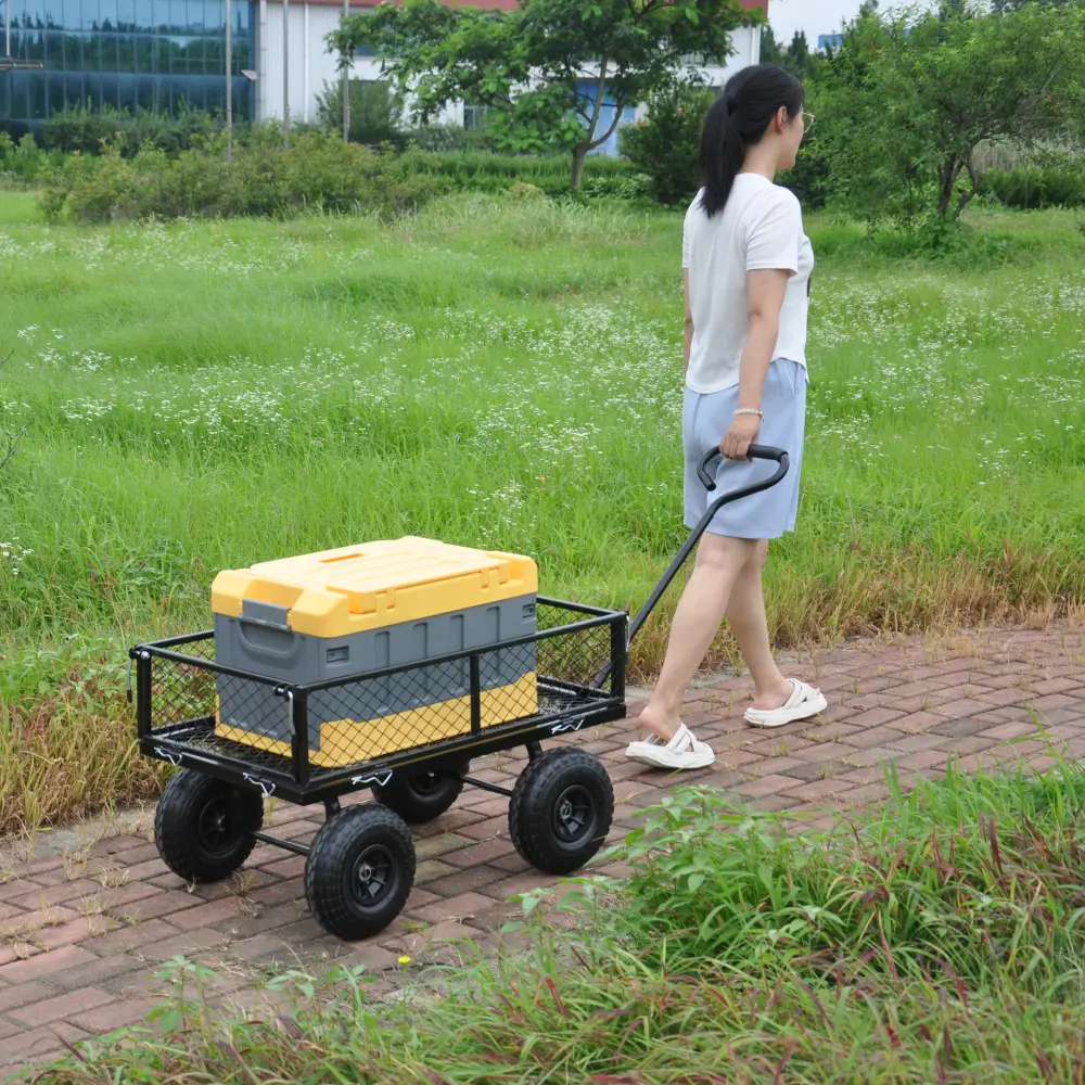Garden Cart with 180° Rotating Handle and Removable Sides,  Utility Heavy Duty Garden Carts and Wagons  carro compra 4 ruedas