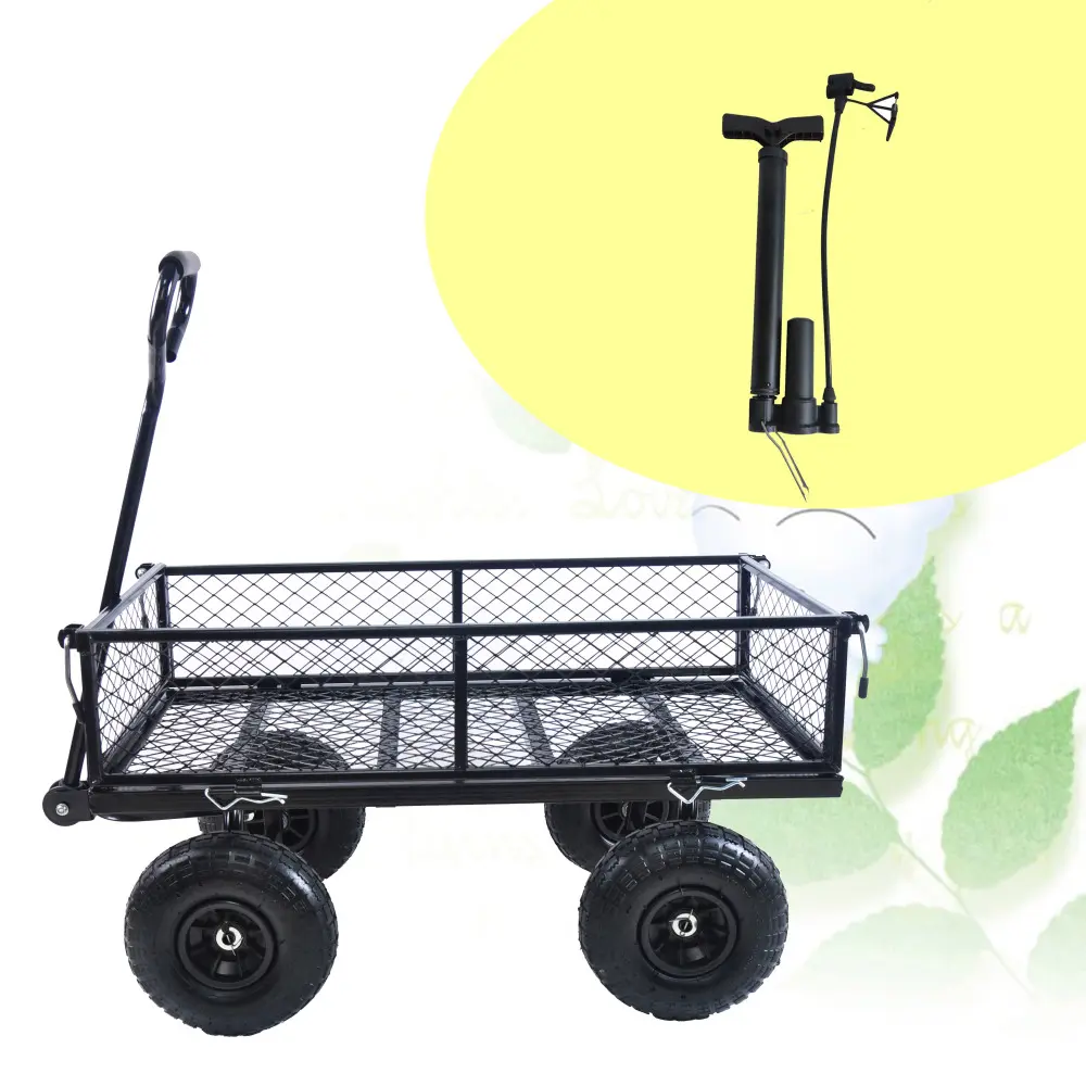 Garden Cart with 180° Rotating Handle and Removable Sides,  Utility Heavy Duty Garden Carts and Wagons  carro compra 4 ruedas