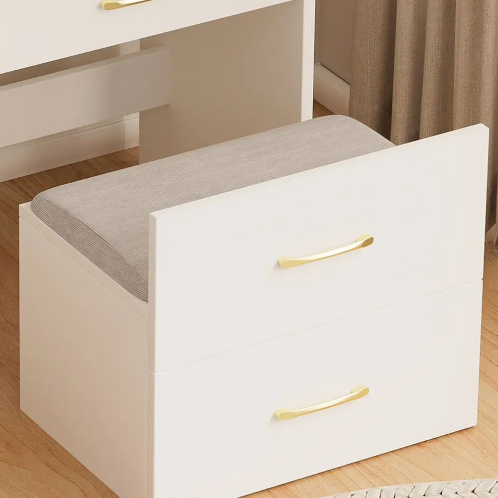 3 in 1 Dressing Table with Open Top Mirror, Small Makeup Vanity Set with Visible Glass Table Top Dressers  Bedroom Furniture