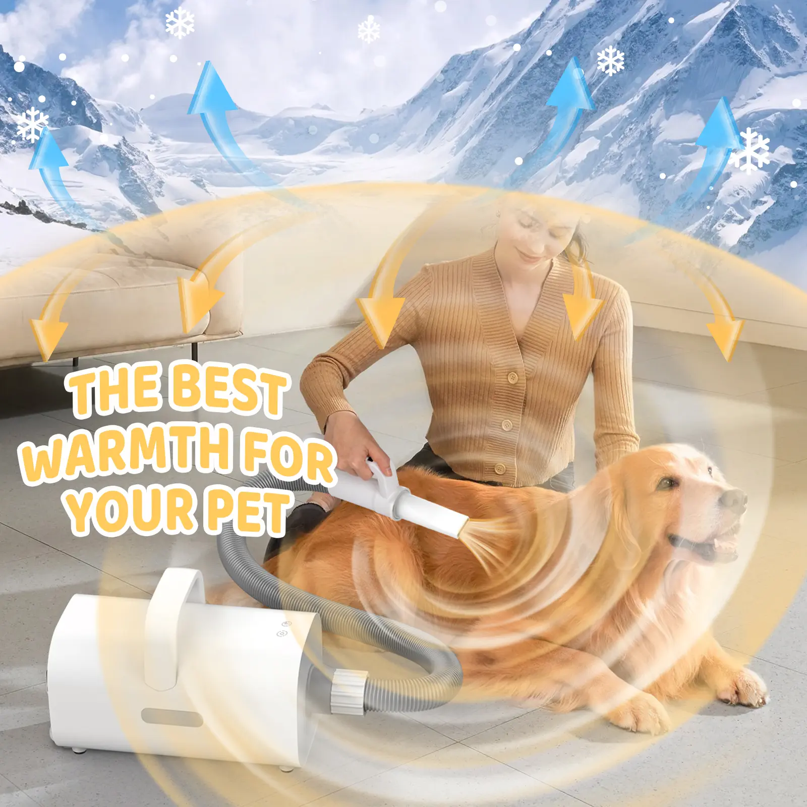 Pet Dog Hair Dryer with Smart Heat-insulated Handle,90m/sHigh-speed Dog Hair Dryer,Adjustable Air Flow Speed,temperature Control