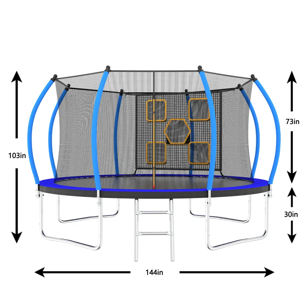 12FT TrampolinewithEnclosure-Recreational Trampolines withLadder,ASTM Approval Outdoor Trampoline for Kidsjavascript: Trampoline