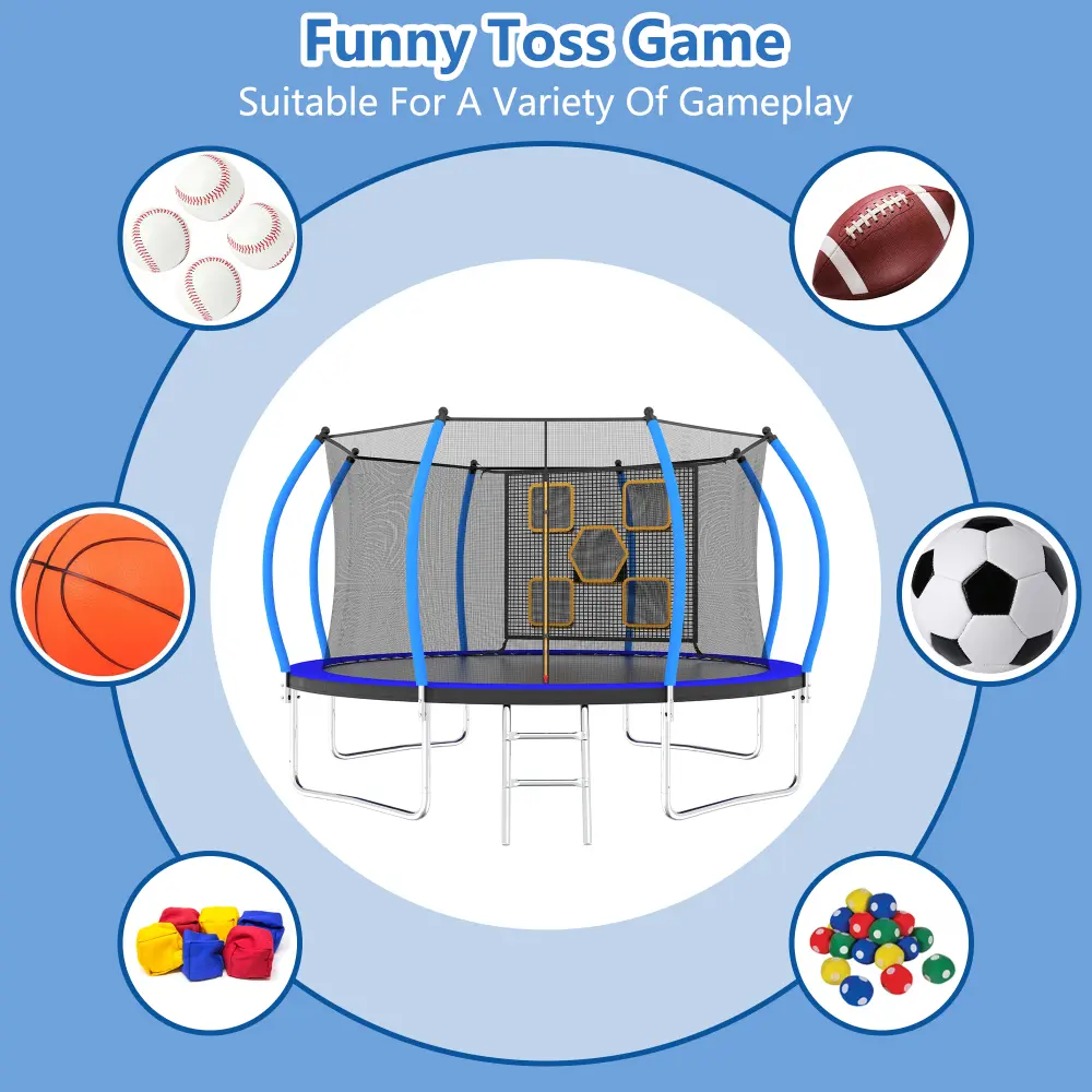 12FT TrampolinewithEnclosure-Recreational Trampolines withLadder,ASTM Approval Outdoor Trampoline for Kidsjavascript: Trampoline