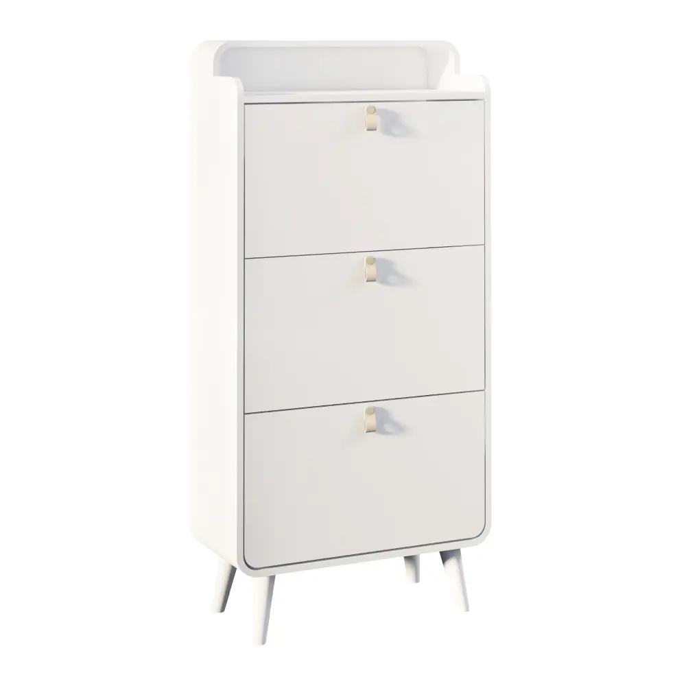 Modern Arc Design Shoe Cabinet with 3 Drawers,Shoe Storage Cabinet for Entryway,Outdoor  Home Furniture
