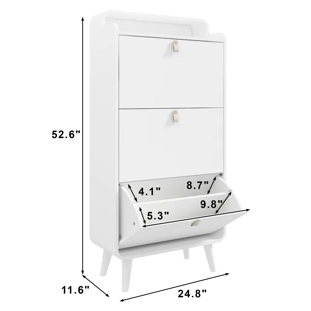 Modern Arc Design Shoe Cabinet with 3 Drawers,Shoe Storage Cabinet for Entryway,Outdoor  Home Furniture