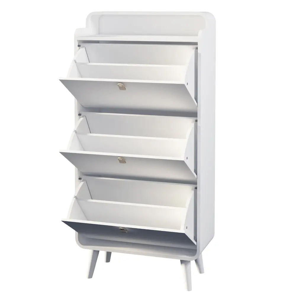 Modern Arc Design Shoe Cabinet with 3 Drawers,Shoe Storage Cabinet for Entryway,Outdoor  Home Furniture