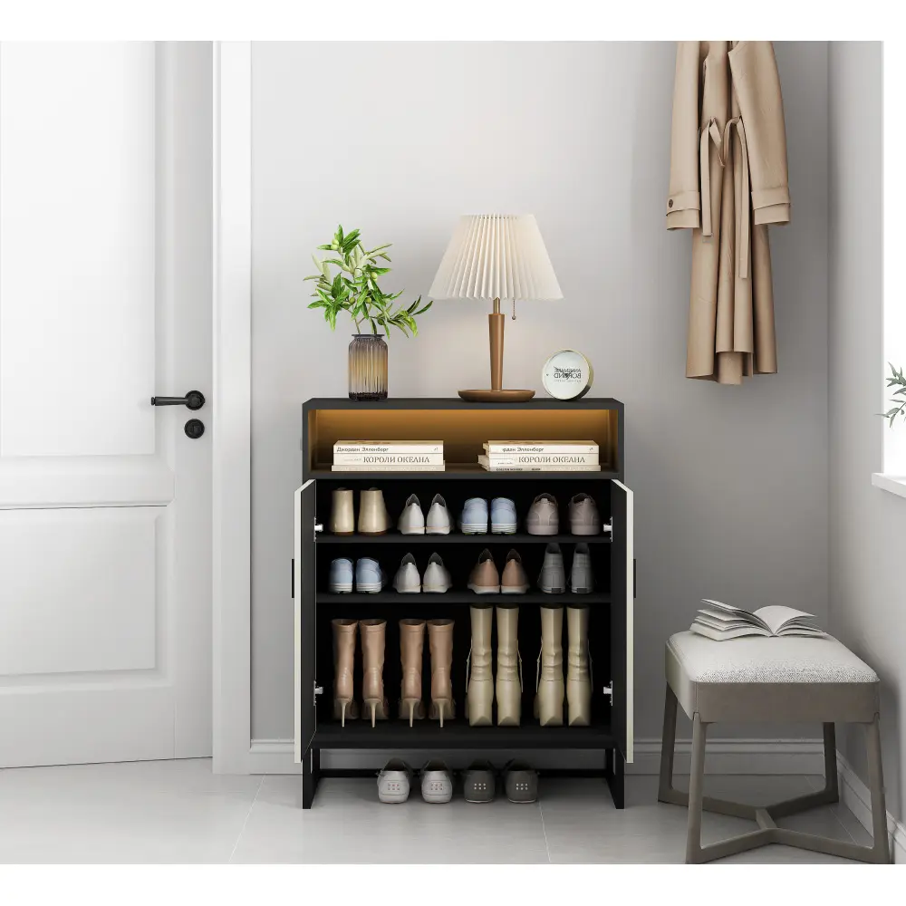 5-layer Shoe Cabinet, Wooden Shoe Cabinet with Doors, Modern Shoe Cabinet for Entryway, Hallway, Living Room Shoe Rack