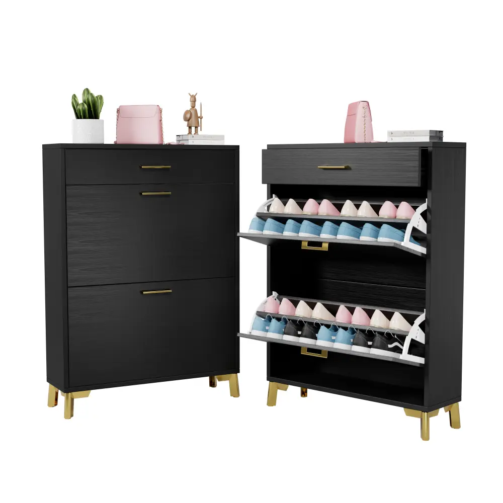 Entryway Shoe Cabinet, Freestanding Shoe Cabinet with 2 Flap Drawers, Hidden Shoe Shelf Shoe Cabinets