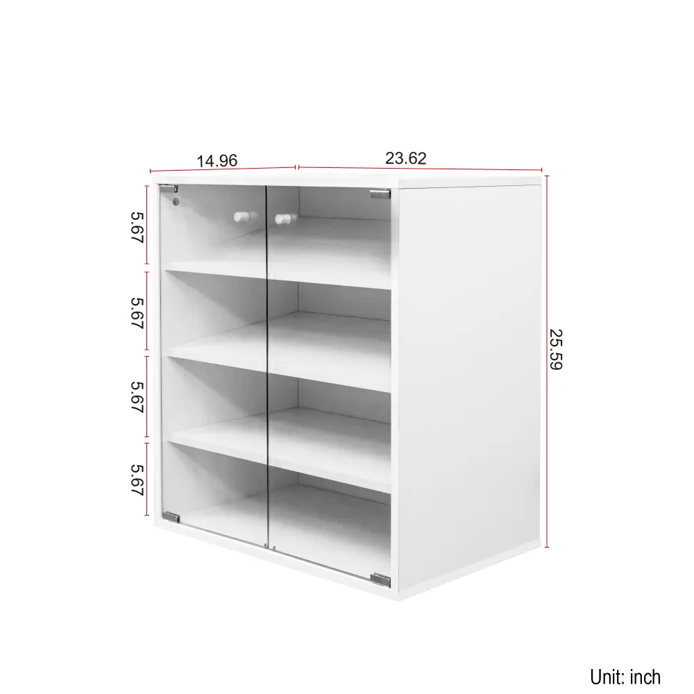 Shoe Box with RGB LED Light, Wooden Stackable Shoe Storage Box with Glass Door, Sneaker Display Box Shoe Cabinets