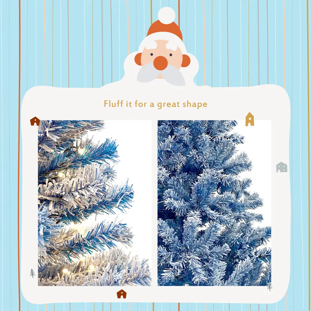 6FT Pre-Lit Hinged Artificial Fir ChristmasTree Xmas Tree Snow Flocked Artificial Holiday Christmas Tree w/750 Branch Tips X-mas