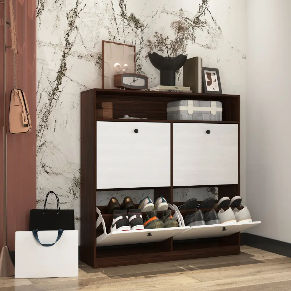 Shoe Cabinet with4flip Top Drawers,shoe Rack Storage Cabinetwith Wooden Handles,freestanding Shoe Cabinet Storage Shoe Cabinets