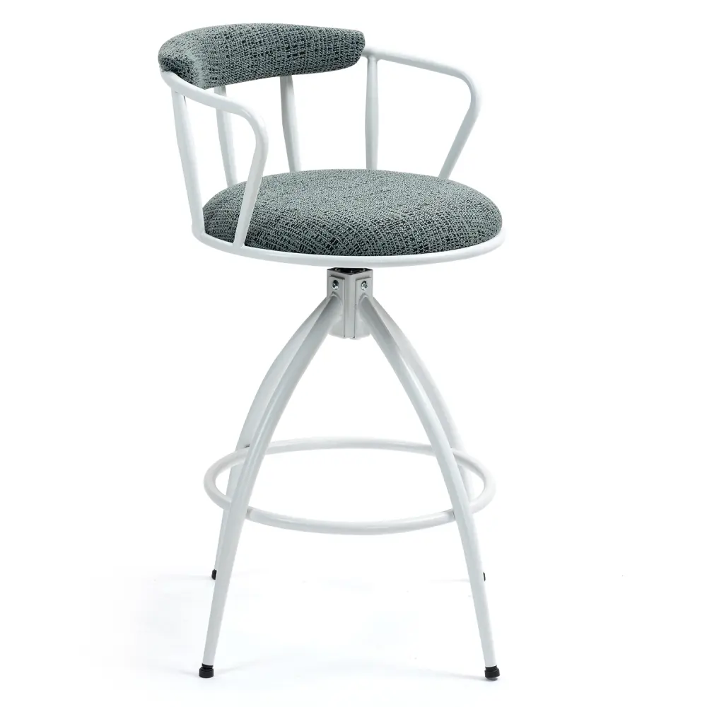 26" Swivel Counter Height Bar Stool, Set of 2 - Fabric Seat with Metal Frame, Modern Industrial Design Bar Stool