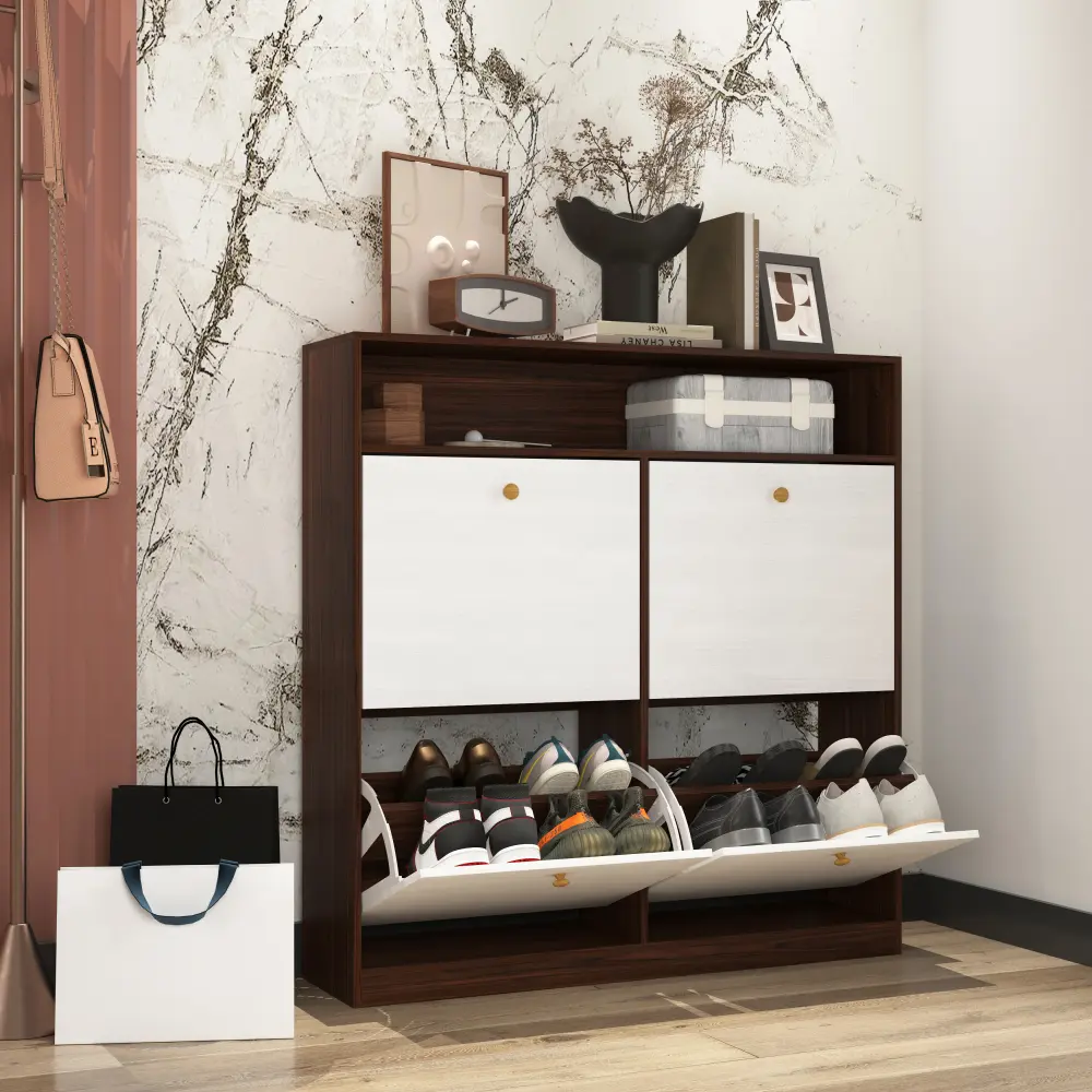 Shoe Cabinet with4flip Top Drawers,shoe Rack Storage Cabinetwith Wooden Handles,freestanding Shoe Cabinet Storage Shoe Cabinets
