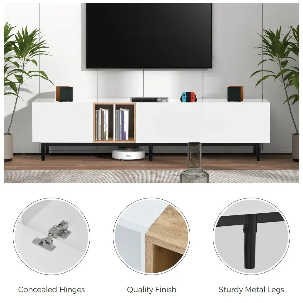 Modern TV Stand for 80'' TV with 3 Doors, Media Console Table,Entertainment Center with Storage Cabinet for Living Room, Bedroom