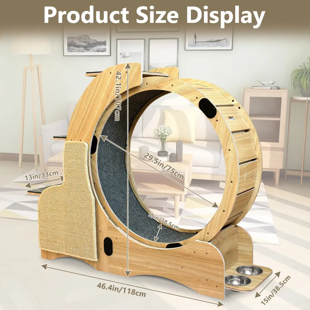5 in 1 Cat Exercise Running Wheel, Cat Wheel Wooden Climbing Frame, Exercise Wheel Cat Wheel