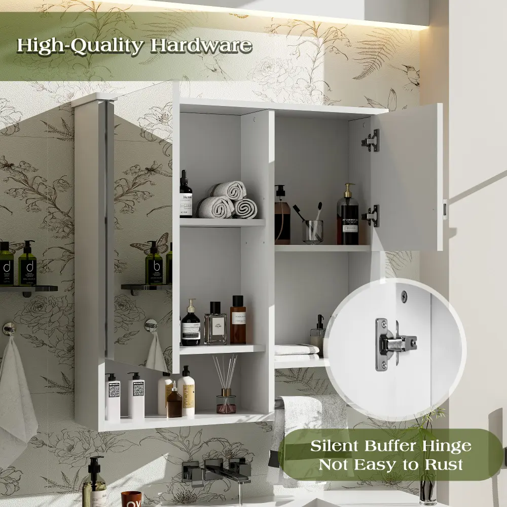 29'' X 28'' Modern Bathroom Wall Mount Storage Cabinet with Mirror, Space Saver Storage Cabinet Above Toilet with Towel Bar